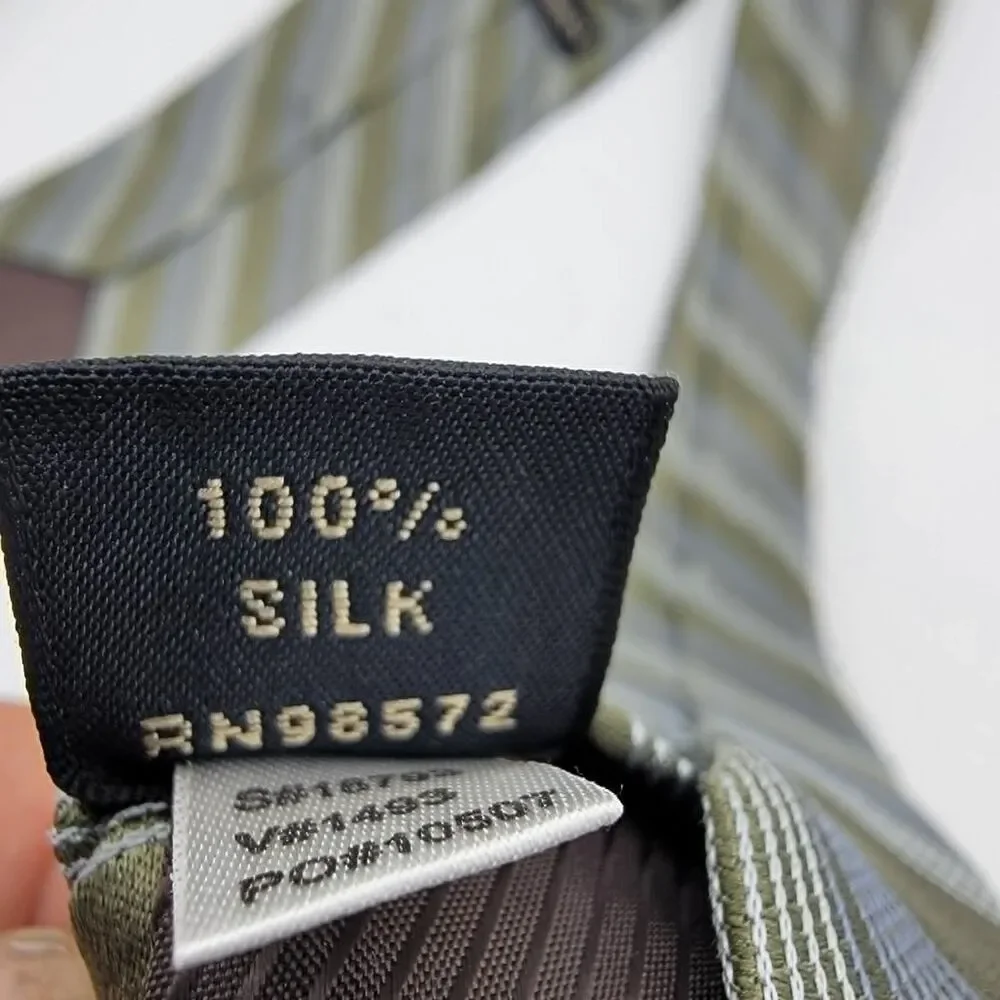 Steve & Barry's Men’s necktie Green W/Blue & White Stripes 58.5 x 3.75